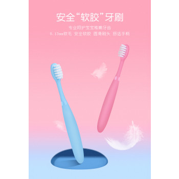 Мягкая зубная щетка для детей с 3 до 6 лет SoftSiliconeToothbrush d 0,13 мм, голубая / Y-Kelin Kids 1