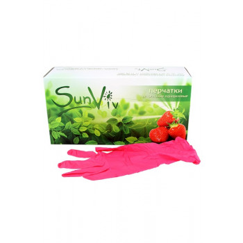 Перчатки нитриловые,  розовые SunViv. 100 шт / упаковка. / (S)0